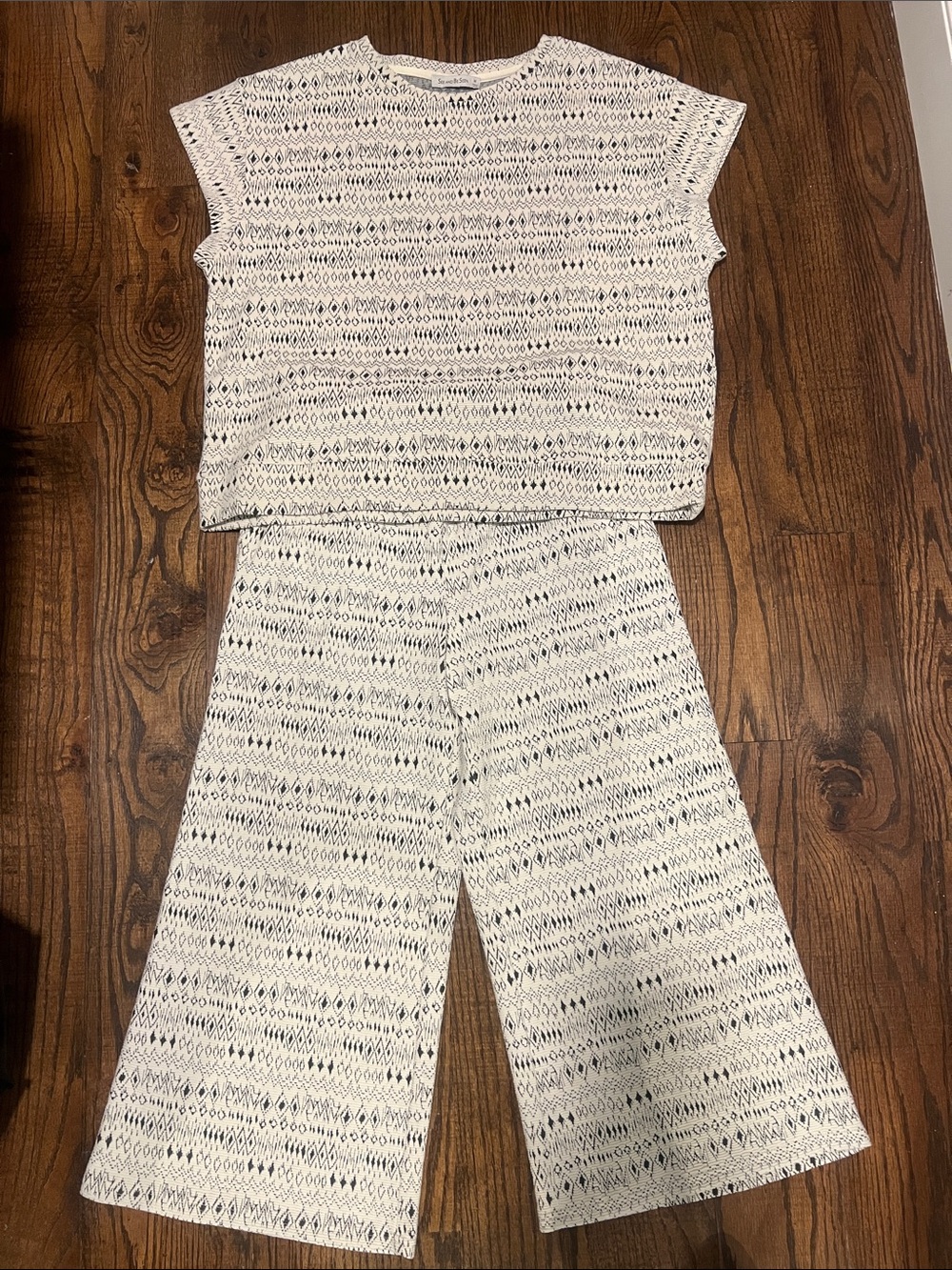 White Patterned Two-Piece Set